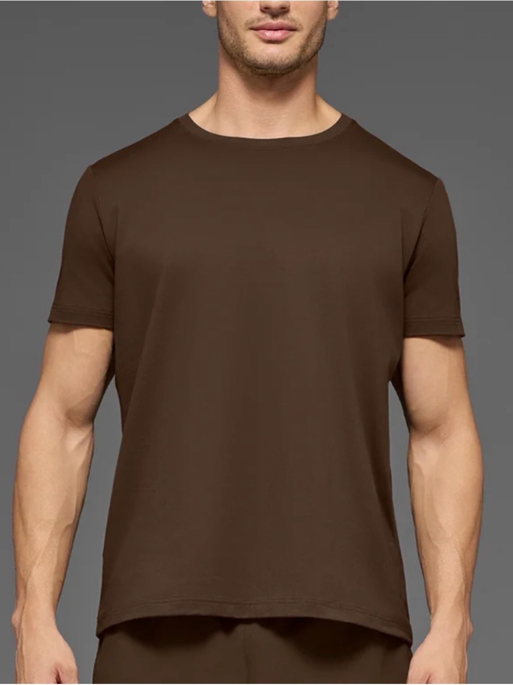 Alo Yoga Men's Brown Conquer Crew Neck T-Shir